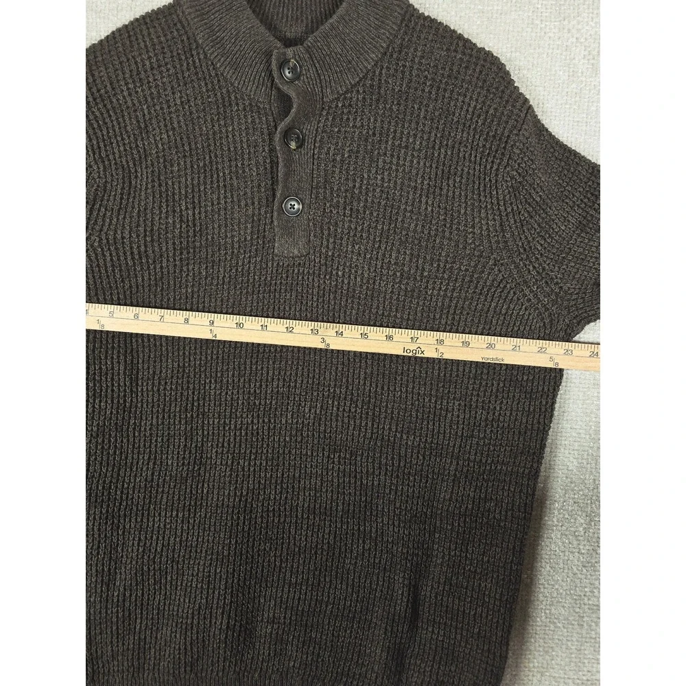 Croft & Barrow Mens XL Brown Shaker Stitch Sweater 100%‎ Cotton Henley Mock Neck